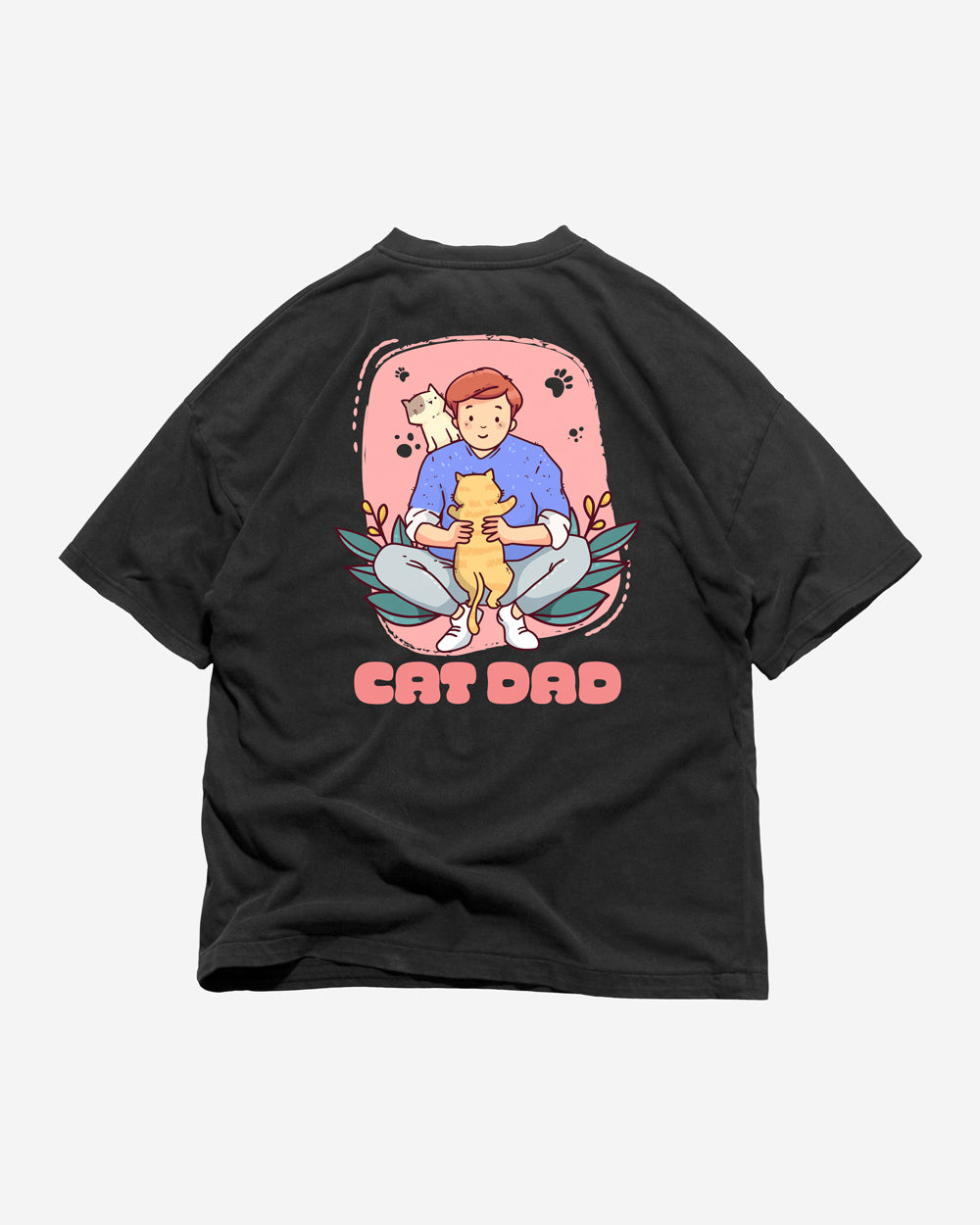 Men’s Cat Dad 2 Oversized T-Shirt – 100% Cotton Cat Dad Apparel