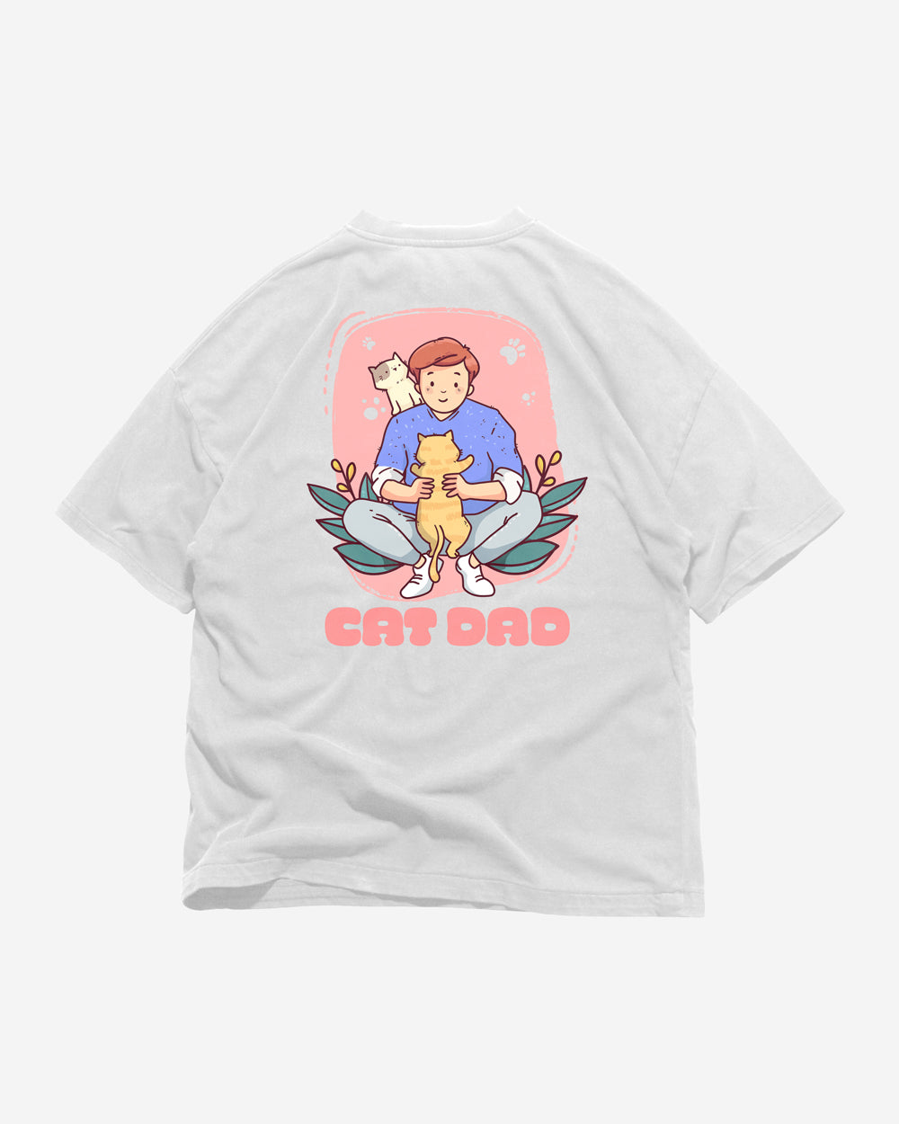 Men’s Cat Dad 2 Oversized T-Shirt – 100% Cotton Cat Dad Apparel