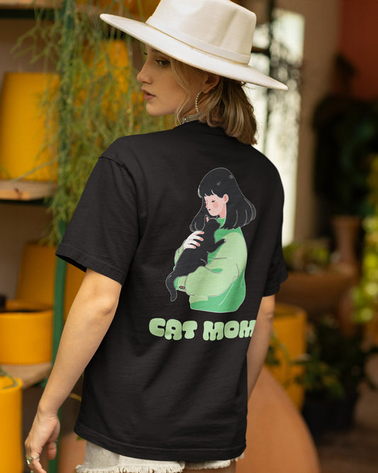 Women's Anime Cat Mom Oversized T-Shirt Mekobar