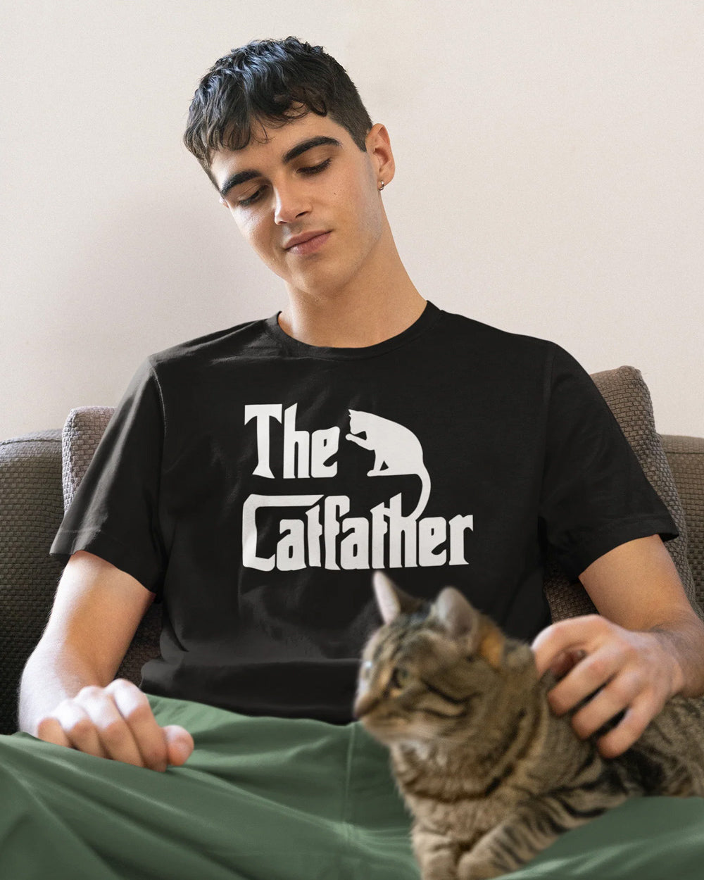 Men’s The Catfather Oversized T-Shirt – 100% Cotton Cat Dad Apparel