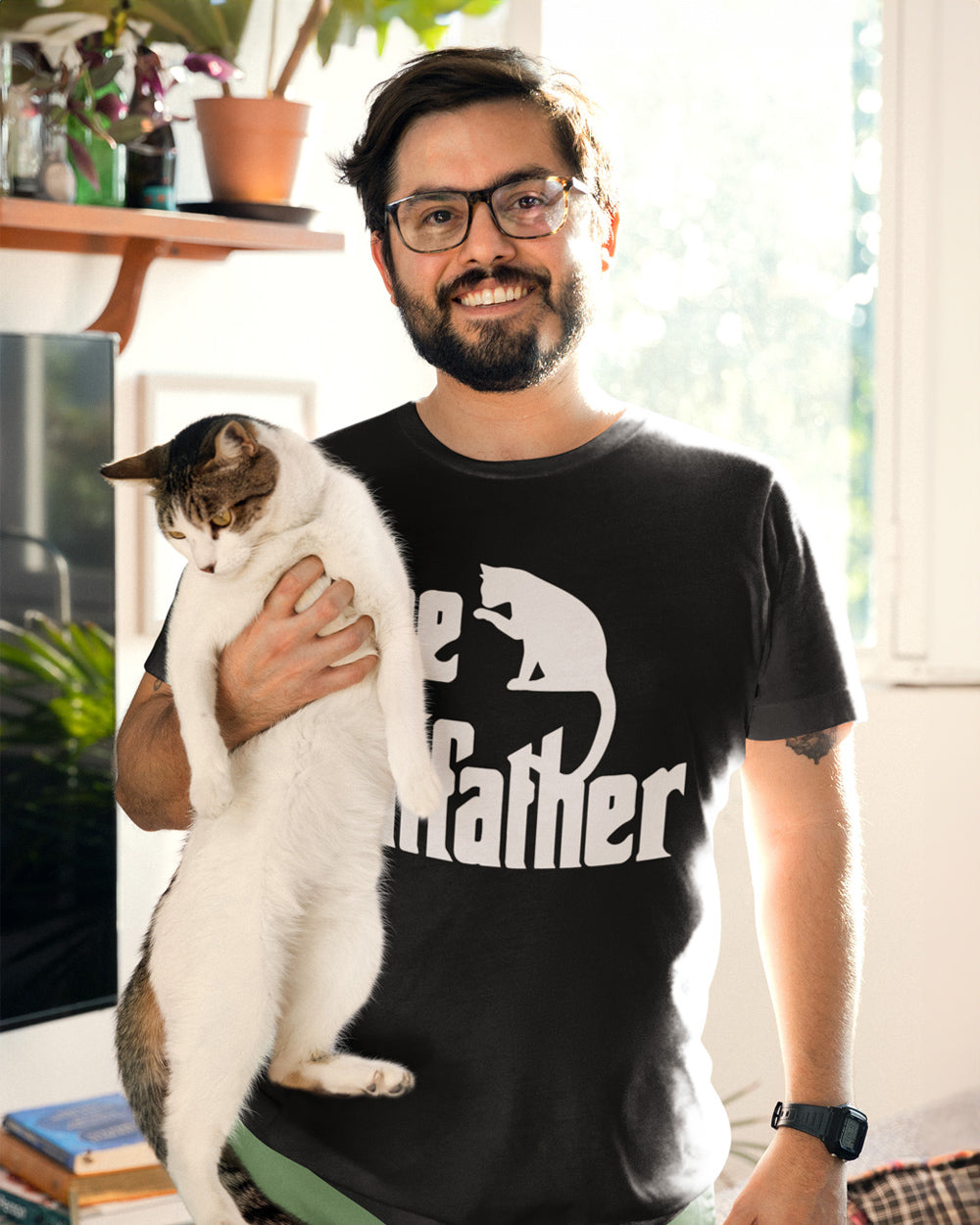 Men’s The Catfather Oversized T-Shirt – 100% Cotton Cat Dad Apparel