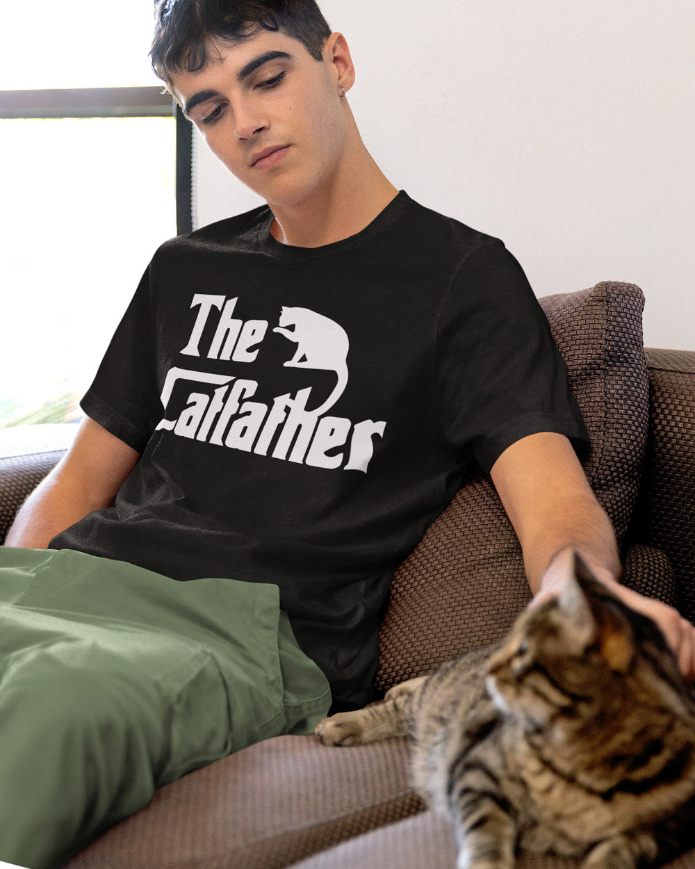 Men’s The Catfather Oversized T-Shirt – 100% Cotton Cat Dad Apparel