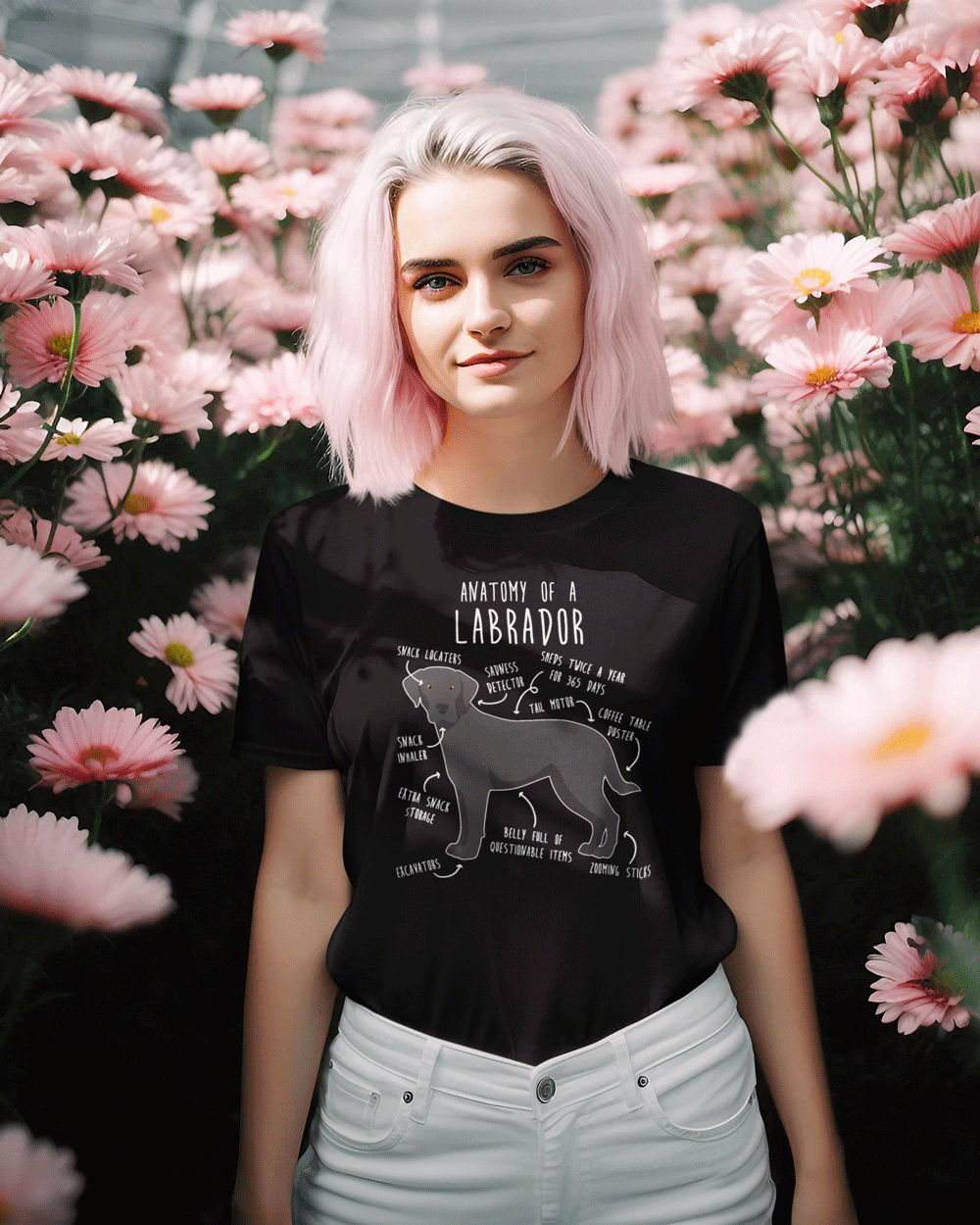 Unisex Anatomy of a Labrador Black Oversized T-Shirt – 100% Cotton Dog Lover Apparel