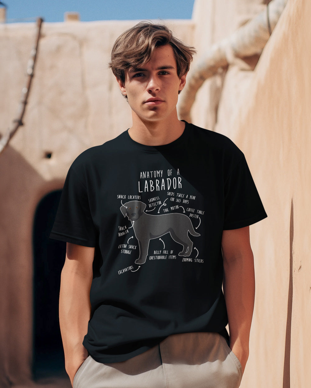 Unisex Anatomy of a Labrador Black Oversized T-Shirt – 100% Cotton Dog Lover Apparel