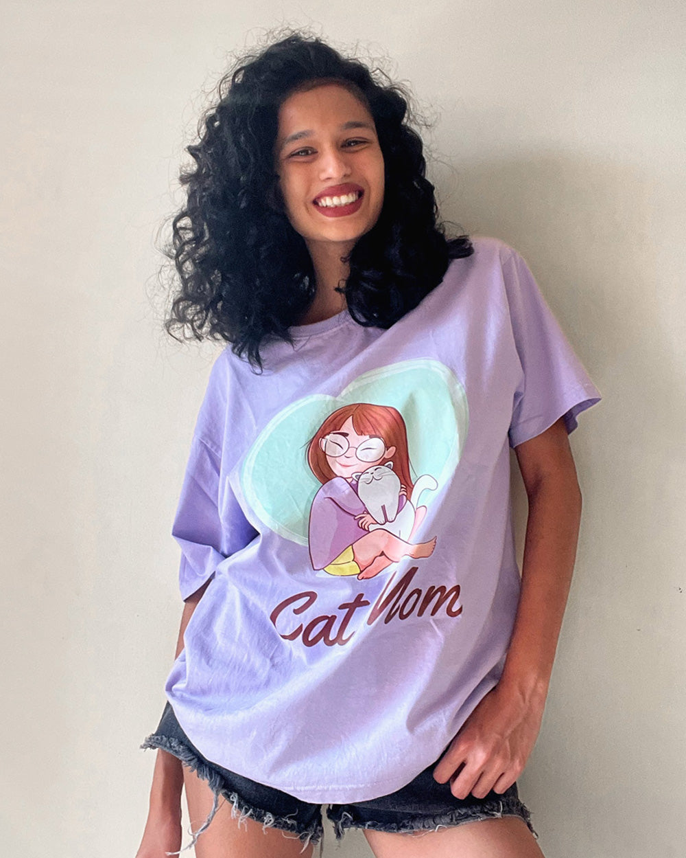 Women's Cat Mom Love Oversized T-Shirt Mekobar