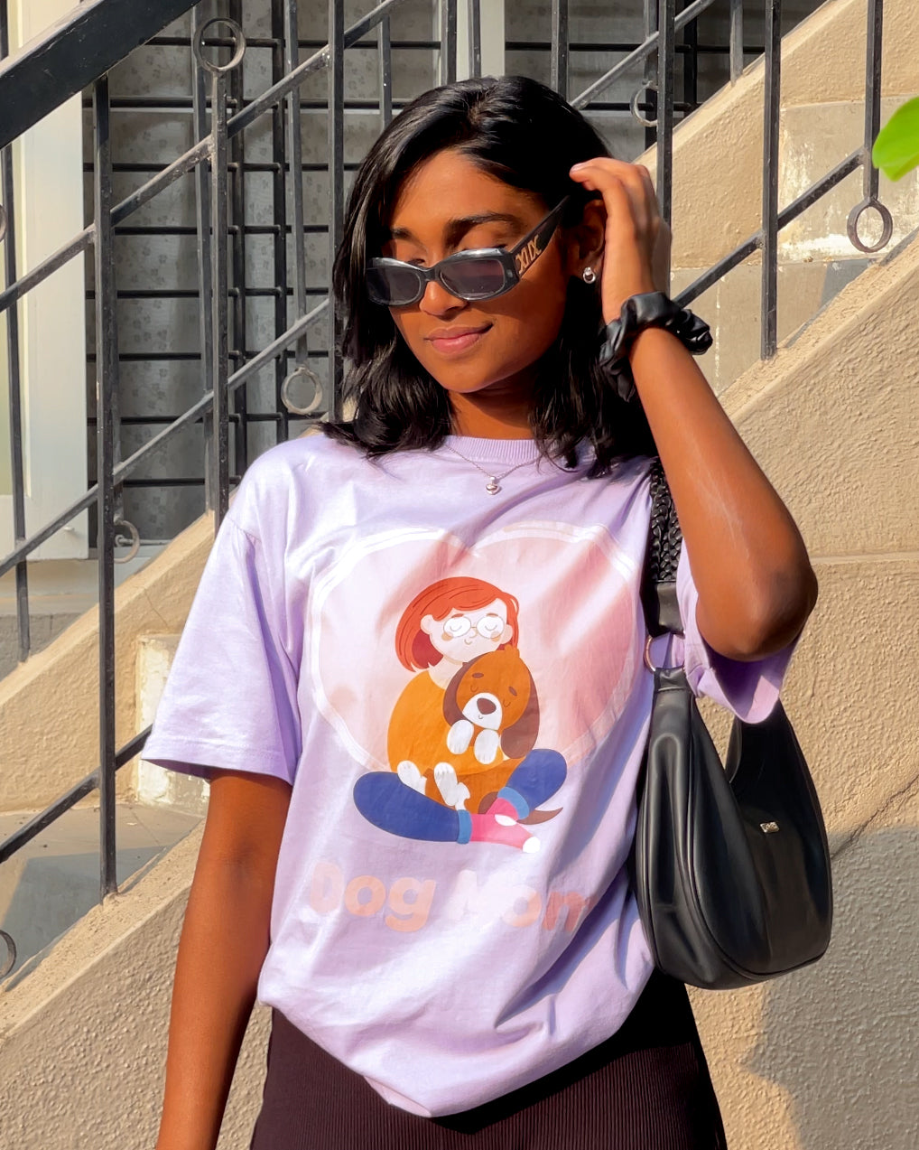 Women’s Dog Mom Love Oversized T-Shirt – 100% Cotton Pet Mom Apparel