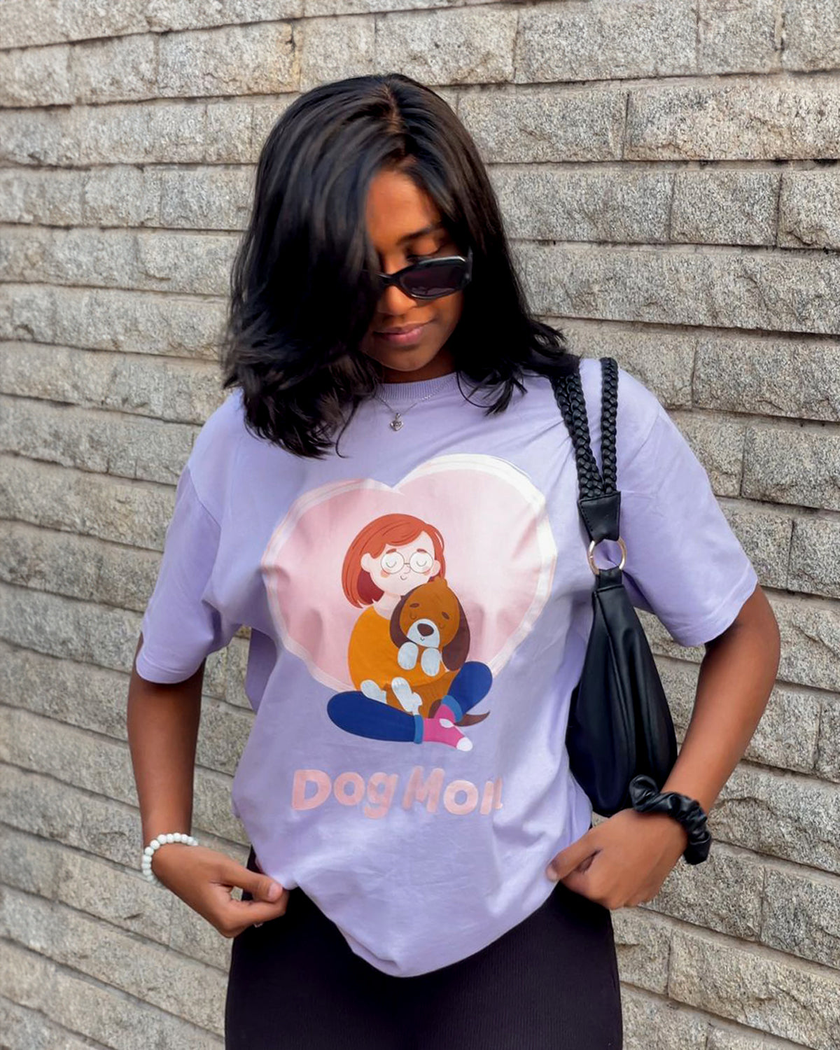Women’s Dog Mom Love Oversized T-Shirt – 100% Cotton Pet Mom Apparel