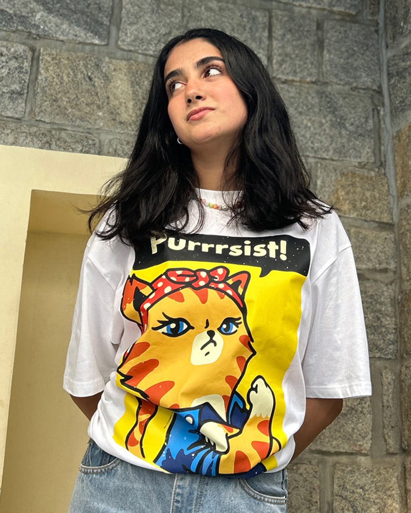 Women’s Purrrisist Oversized T-Shirt – 100% Cotton & Comfy | Mekobar