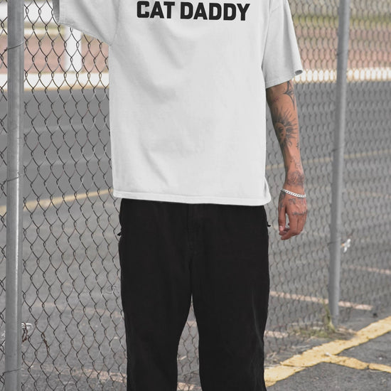 Men’s Cat Daddy Oversized T-Shirt – 100% Cotton Cat Dad Apparel