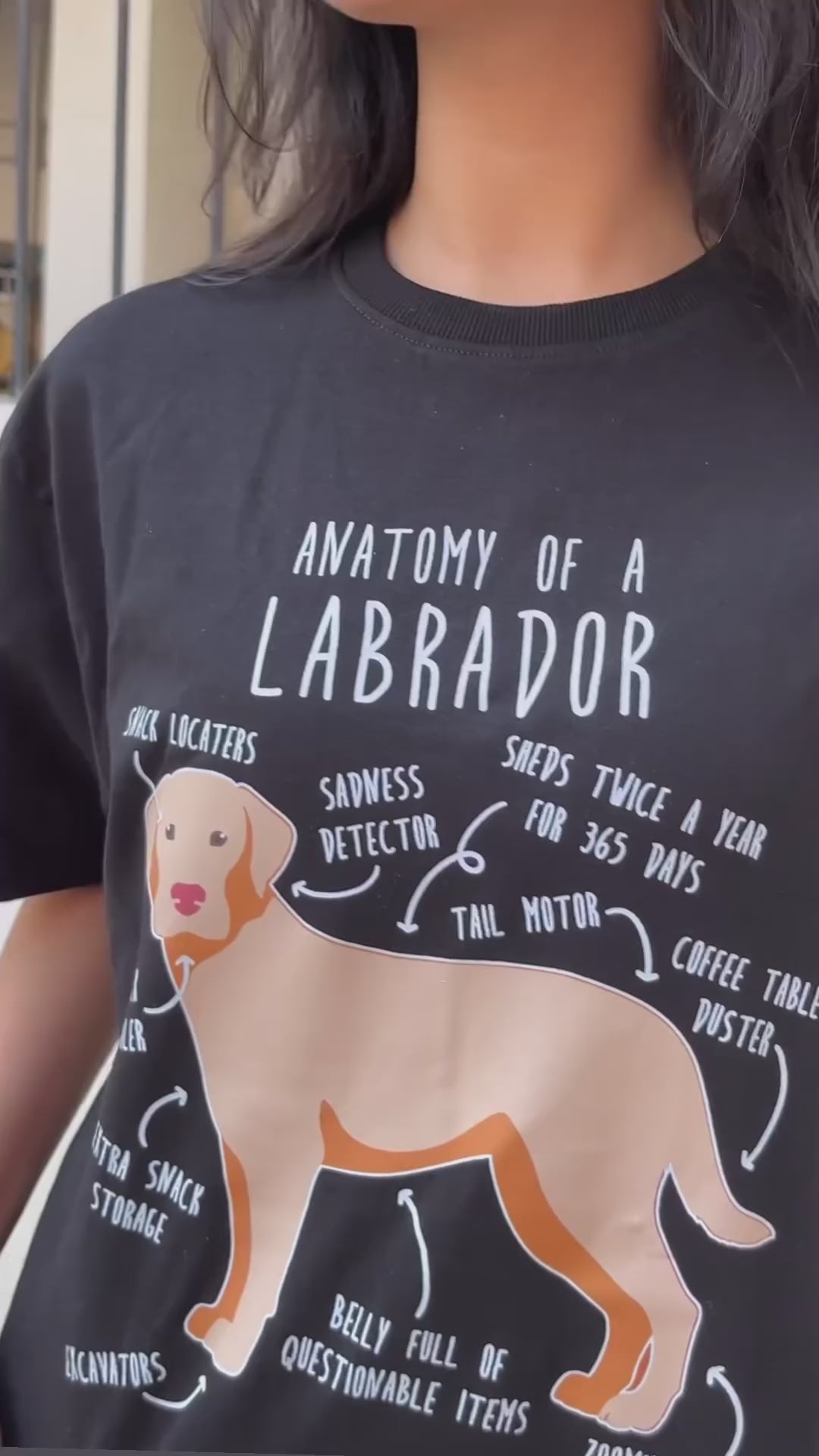 Unisex Anatomy of a Labrador Golden Oversized T-Shirt – 100% Cotton Dog Lover Apparel